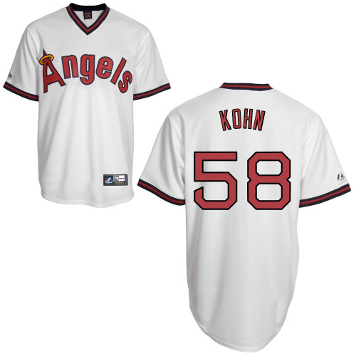 Michael Kohn #58 MLB Jersey-Los Angeles Angels of Anaheim Men's Authentic Cooperstown White Baseball Jersey